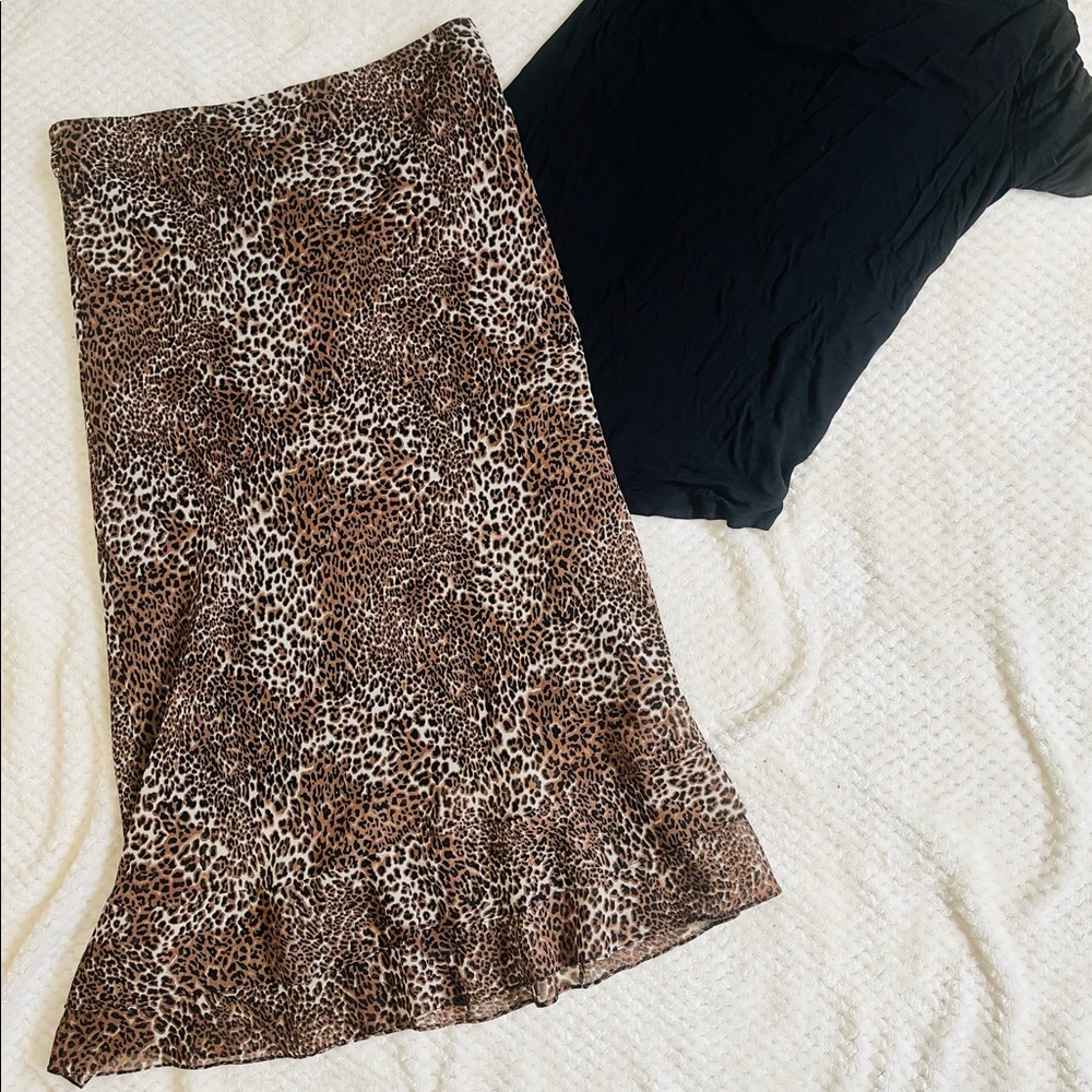90s Cheetah Print Midi Skirt